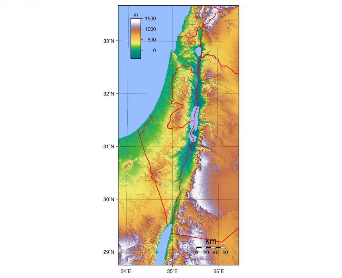 карта на Израел височина