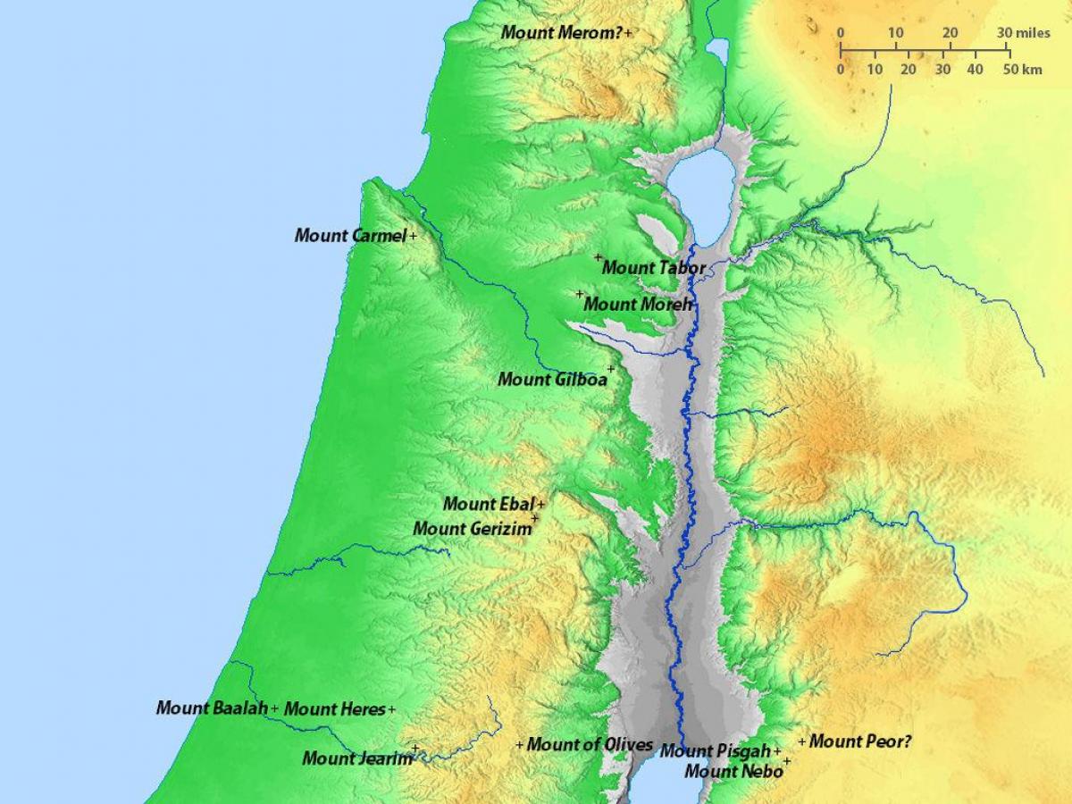 карта на Израел на планината