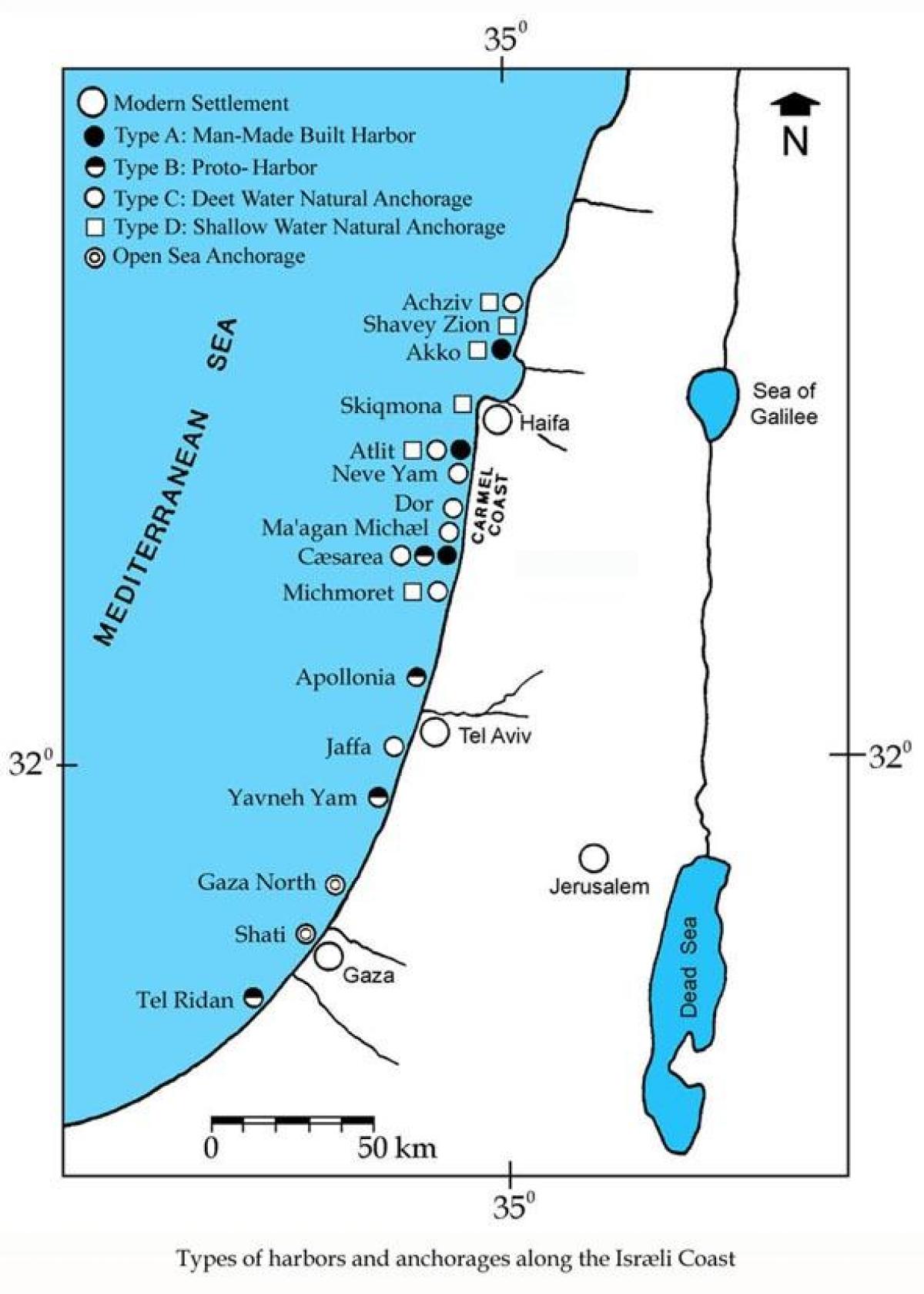 карта на Израел пристанища