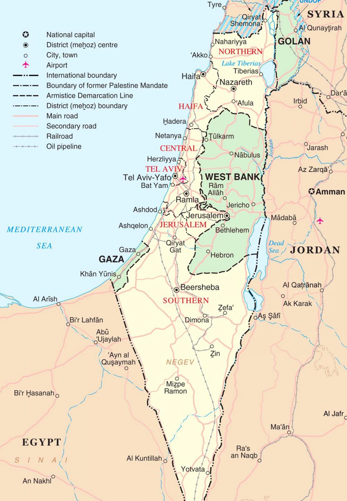 карта на Израел туристическа