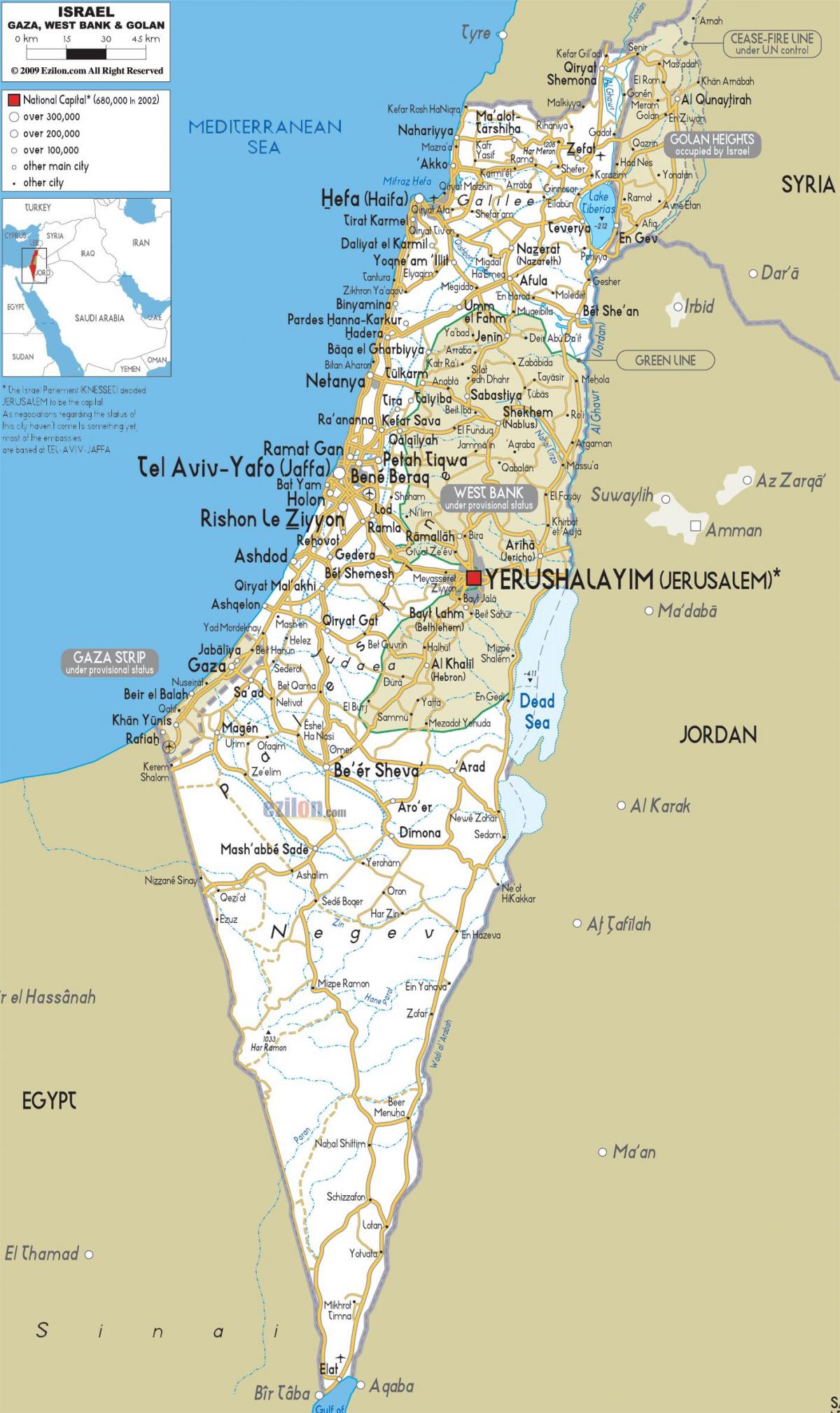 карта на Израел пътища